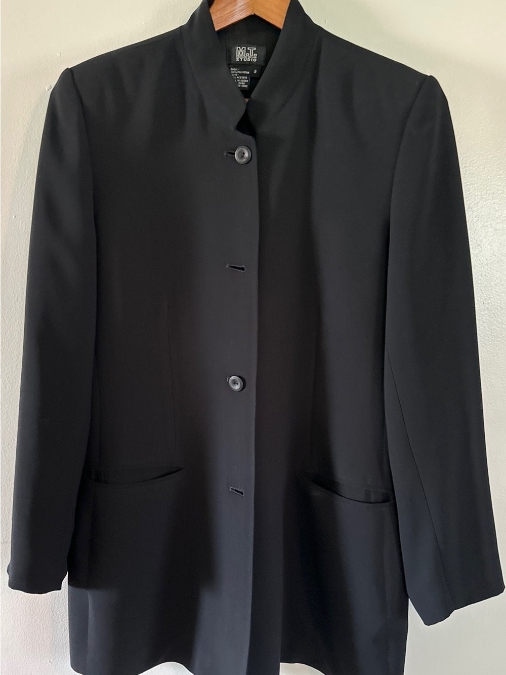 Morgan Taylor Black Stand-Collar Blazer Jacket